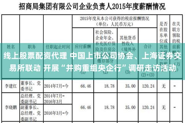 线上股票配资代理 中国上市公司协会、上海证券交易所联动 开展“并购重组央企行”调研走访活动