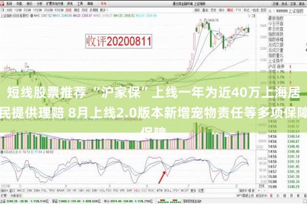 短线股票推荐 “沪家保”上线一年为近40万上海居民提供理赔 8月上线2.0版本新增宠物责任等多项保障