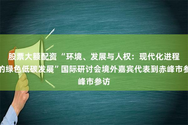 股票大额配资 “环境、发展与人权：现代化进程中的绿色低碳发展”国际研讨会境外嘉宾代表到赤峰市参访