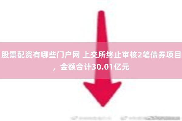 股票配资有哪些门户网 上交所终止审核2笔债券项目，金额合计30.01亿元