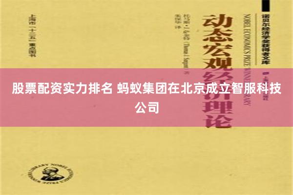 股票配资实力排名 蚂蚁集团在北京成立智服科技公司