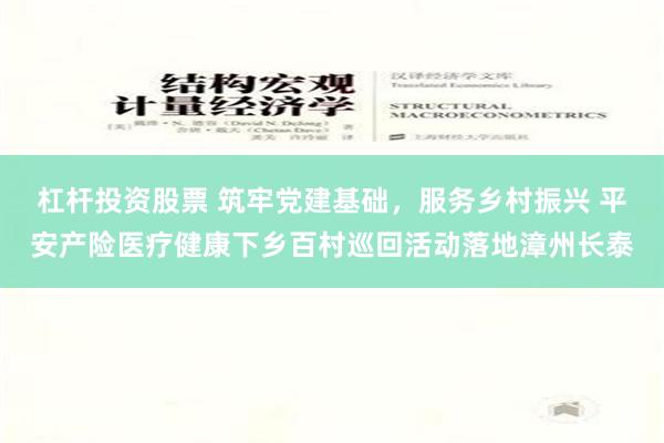 杠杆投资股票 筑牢党建基础，服务乡村振兴 平安产险医疗健康下乡百村巡回活动落地漳州长泰