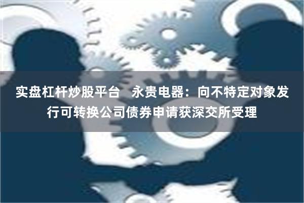 实盘杠杆炒股平台   永贵电器：向不特定对象发行可转换公司债券申请获深交所受理