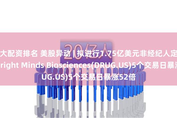 十大配资排名 美股异动 | 拟进行1.75亿美元非经纪人定向增发 Bright Minds Biosciences(DRUG.US)5个交易日暴涨52倍