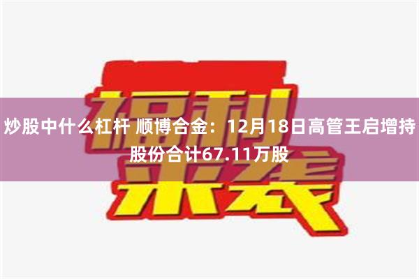 炒股中什么杠杆 顺博合金：12月18日高管王启增持股份合计67.11万股