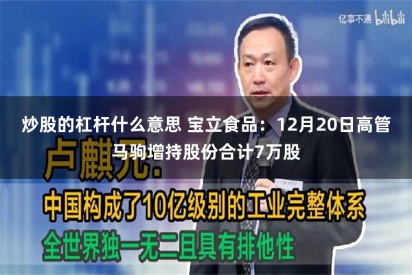 炒股的杠杆什么意思 宝立食品：12月20日高管马驹增持股份合计7万股