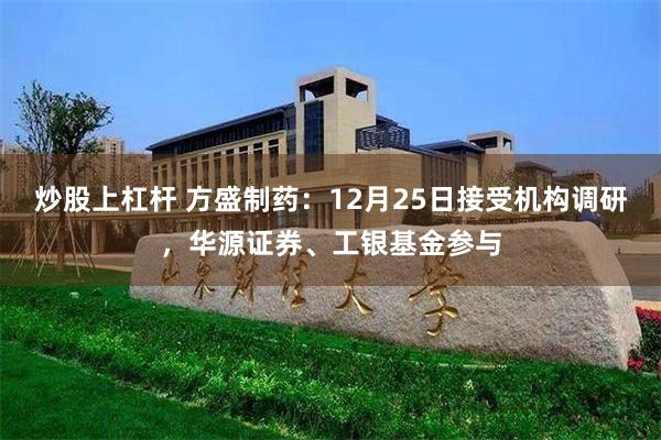 炒股上杠杆 方盛制药：12月25日接受机构调研，华源证券、工银基金参与