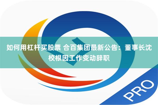 如何用杠杆买股票 合百集团最新公告：董事长沈校根因工作变动辞职