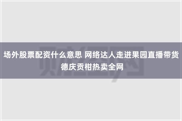 场外股票配资什么意思 网络达人走进果园直播带货 德庆贡柑热卖全网